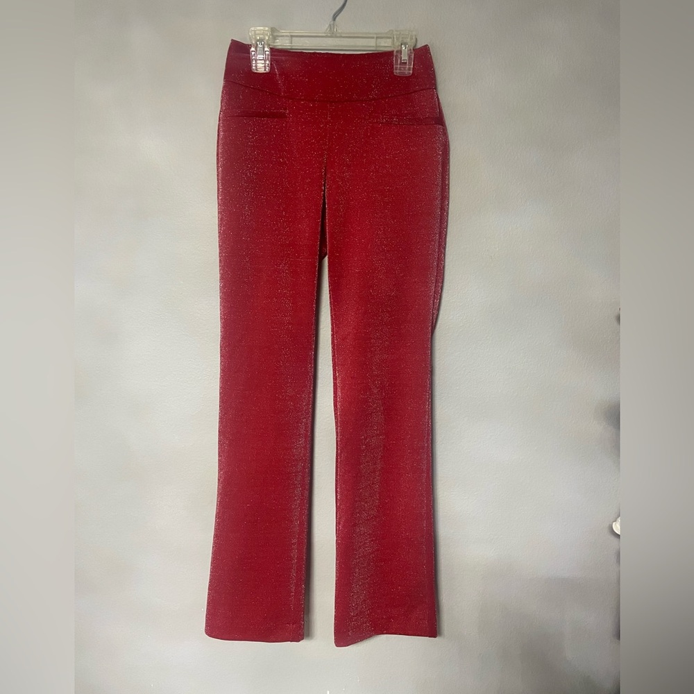 Red sparkly pants with stitched pockets #glamour